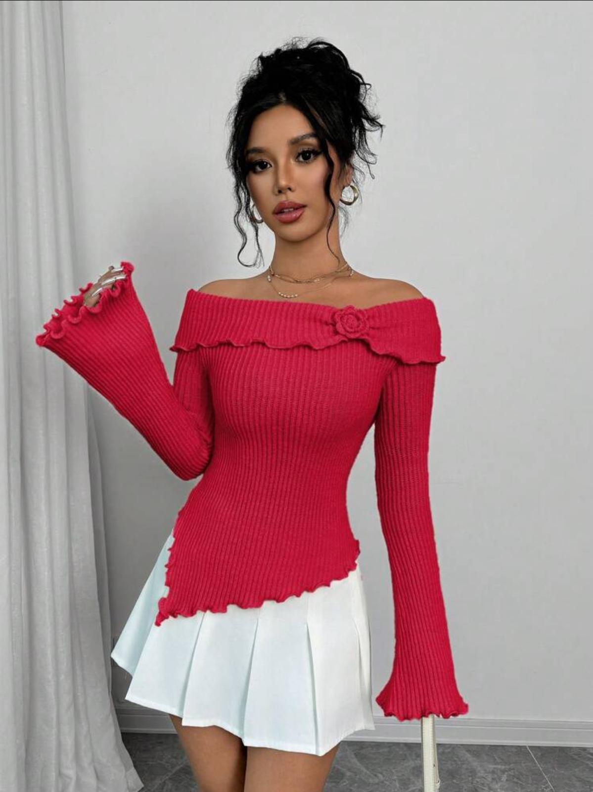 Roselle Knit Flare Sleeve Top