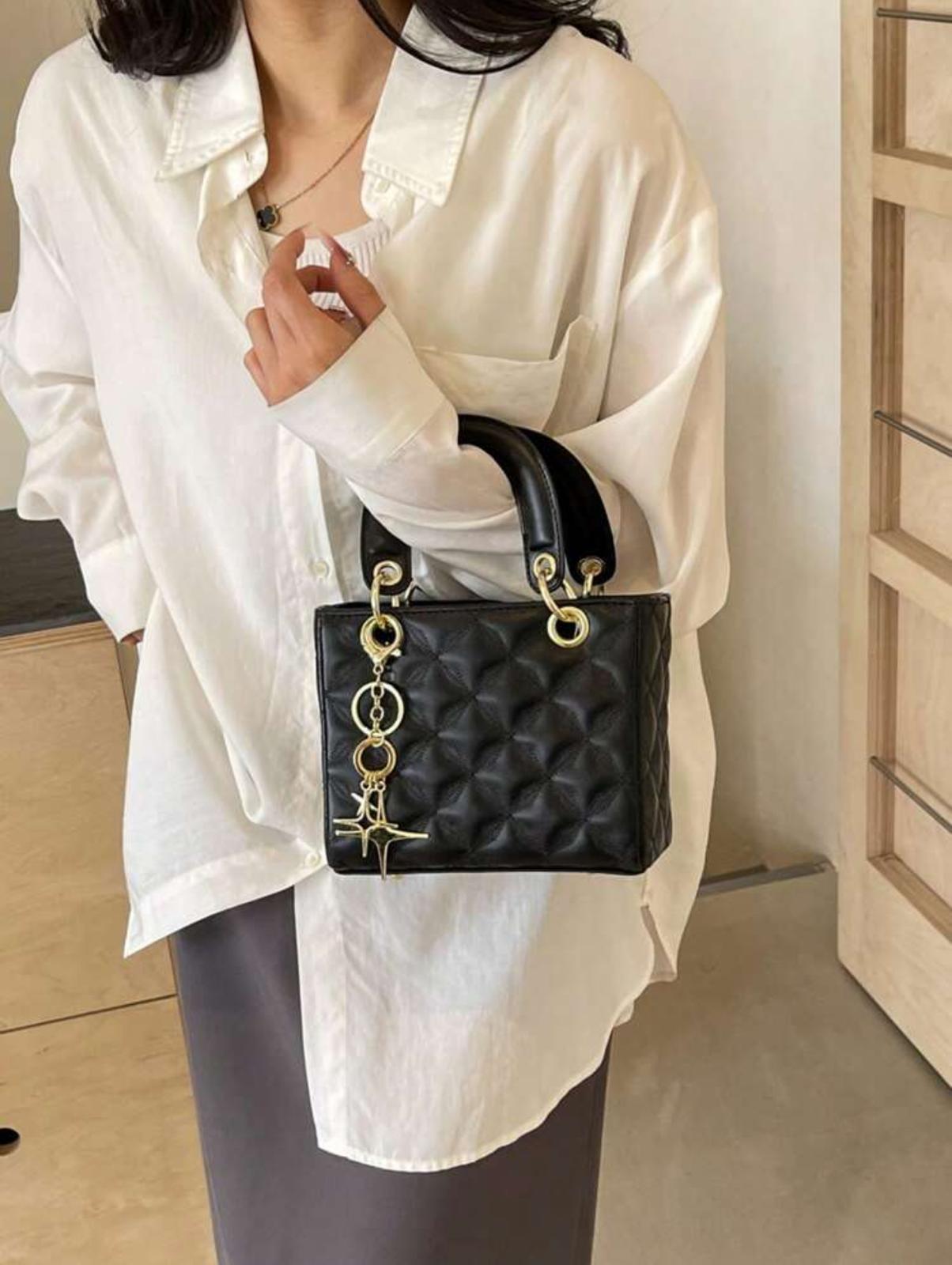 Noir Charm Quilted Mini Tote