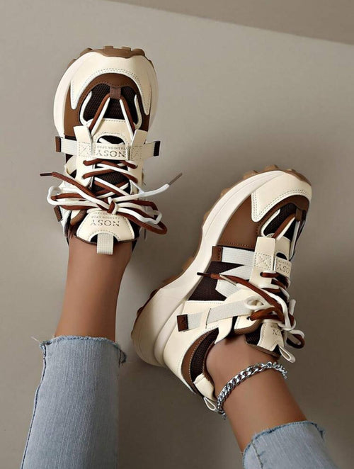 Chunky Contrast Lace-Up Sneakers