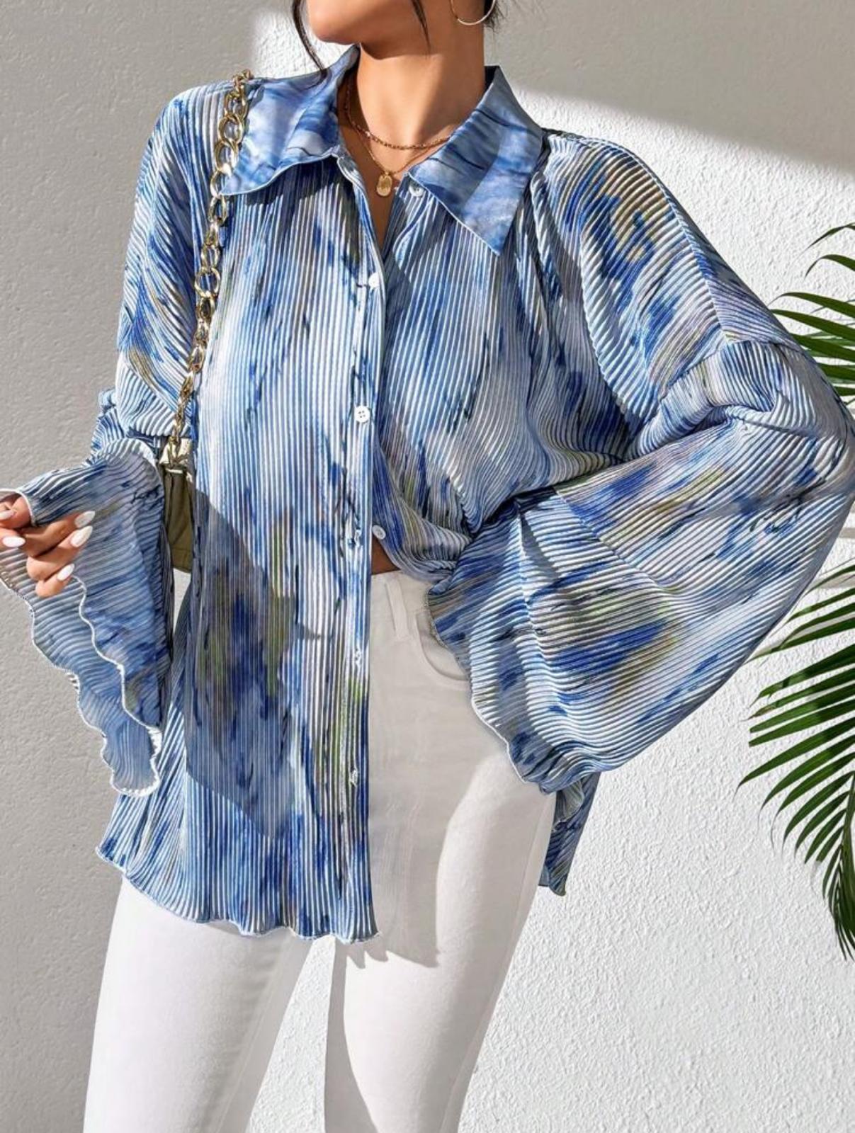 Ocean Breeze Pleated Blouse